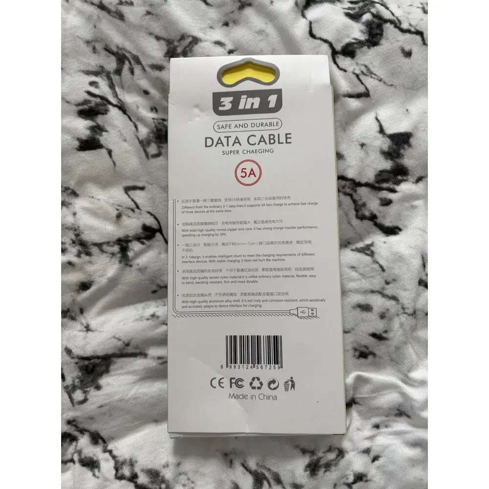 Data Cable 5A - 3 In 1 - Super Charging NEW